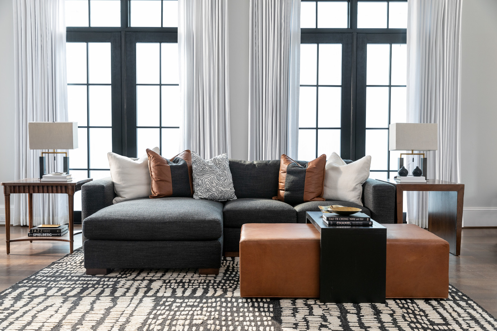 Knox Sectional, Elliot Cocktail Ottoman, Del Monte End Table, Colton End Table