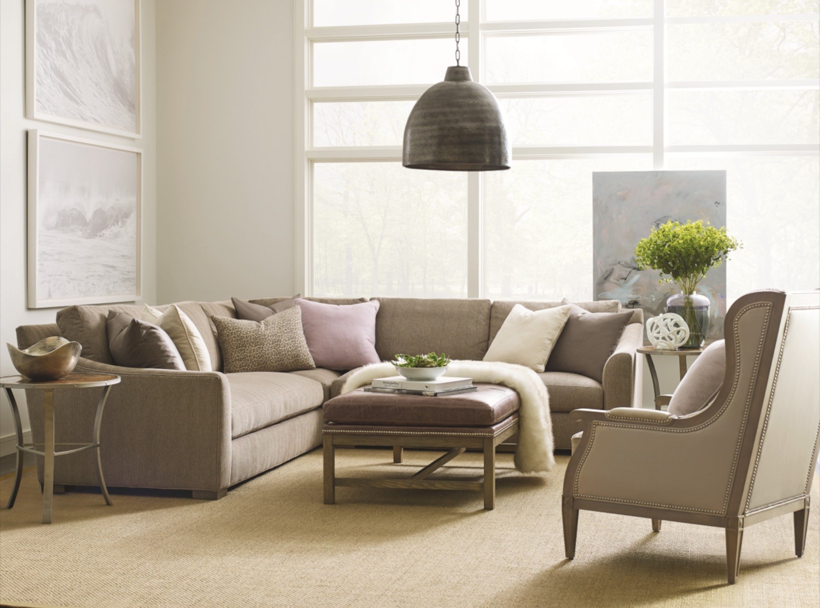 Fisher Sectional, Kyle Ottoman, Calhoun Chair.