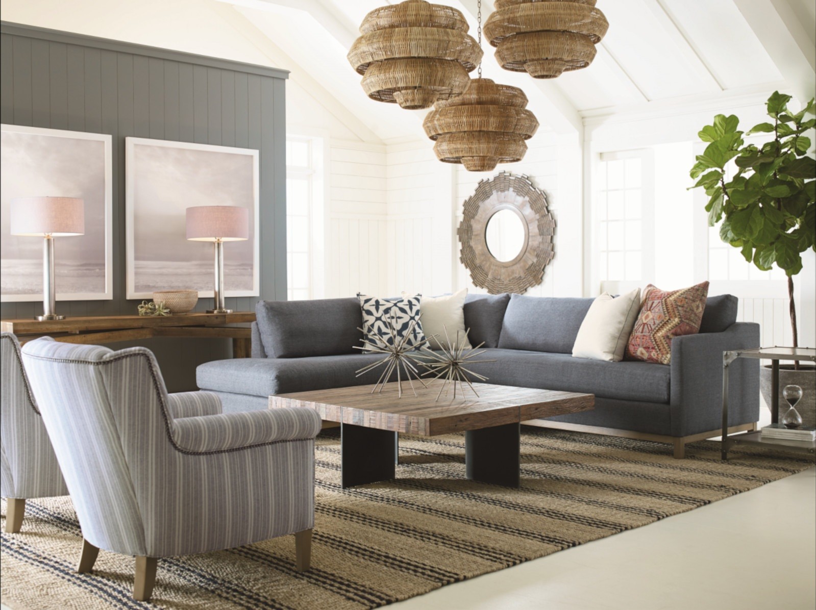 Ryan Sectional, Smythe Chairs